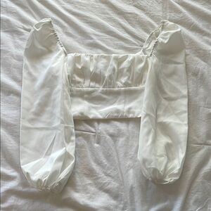 Princess Polly White Long Sleeve Cropped Shirt